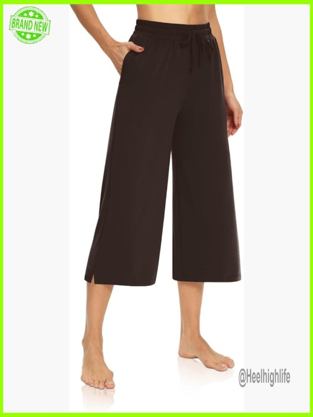 Womens Capri Pants Wide Leg Drawstring Yoga Pockets Lounge Sweatpants